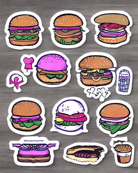Kawaii Burgers Sticker Design Template · Creative Fabrica