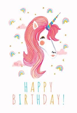 unicorn rainbows birthday card   island