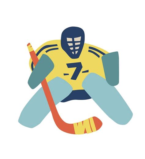 Ice Hockey Goalie Ice Hockey Goalkeeper Simple Doodle Cartoon Hand