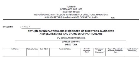 This form must be completed to the best of your ability, and submitted to the competition commission for. SFM CONSULTING FIRM SDN. BHD.