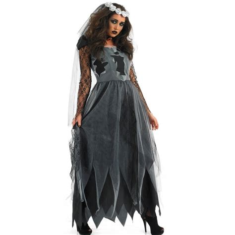 Ladies Ghost Halloween Spirit Corpse Bride Haunting Fancy Dress Costume