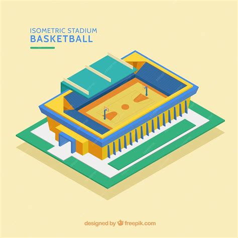 Stade De Basket Ball Dans Le Style Isométrique Vecteur Gratuite