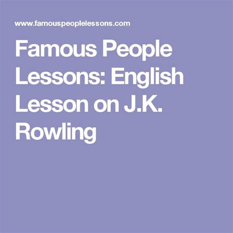 Famous People Lessons English Lesson On Jk Rowling English Lessons