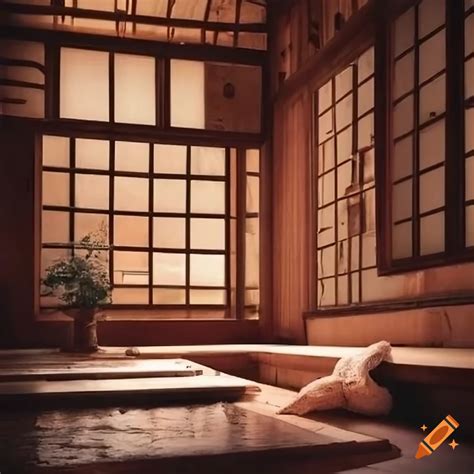 Cozy Japanese Cottagecore Bathhouse Interior Architecture On Craiyon