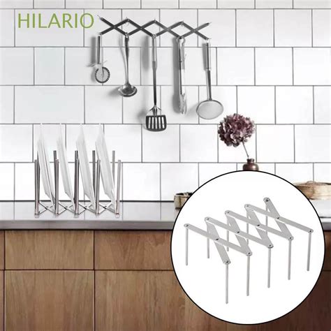 HILARIO Stainless Steel Plate Stand Foldable Pot Lid Holder Dish