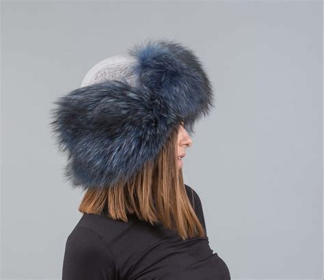 Blue Fox Fur Rusian Hat 100 Real Fur Accessories Haute Acorn