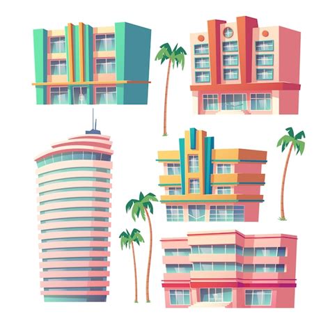 Free Vector Modern Hotels And Office Buildings
