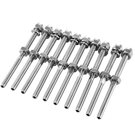 50pcs T316 Stainless Steel Swage Threaded Tensioner End Fittings 18
