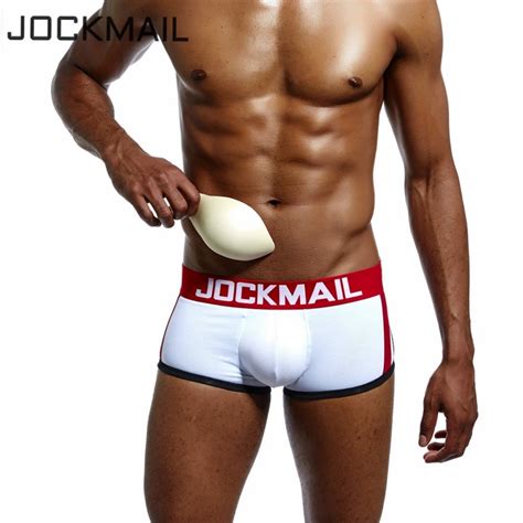 jockmail padded enhancing mens underwear boxers trunks sexy bulge gay penis pouch front back