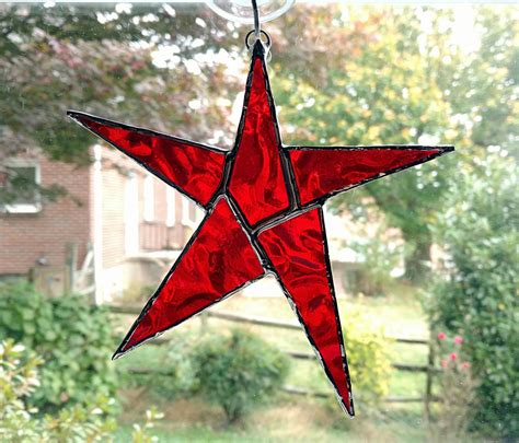 Stained Glass Star Suncatcher Star Ornament Red Glass Star Christma