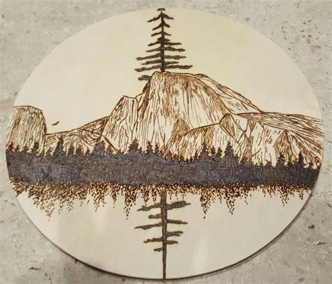 Mountain And Trees Wood Burning Wood Slice Art Wood Slices Burning