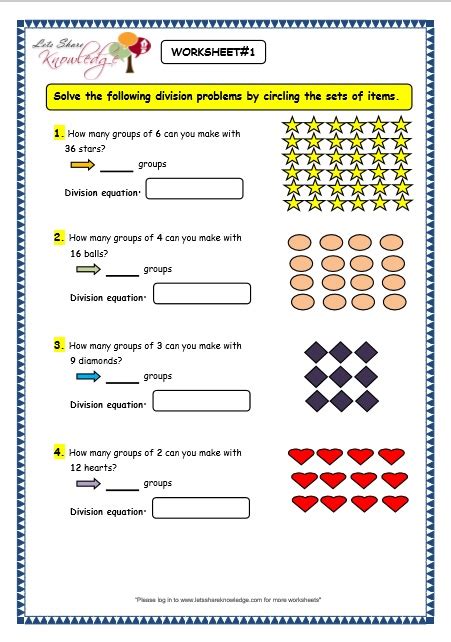 Grade 3 Maths Worksheets: Division (6.2 Division by Grouping) - Lets