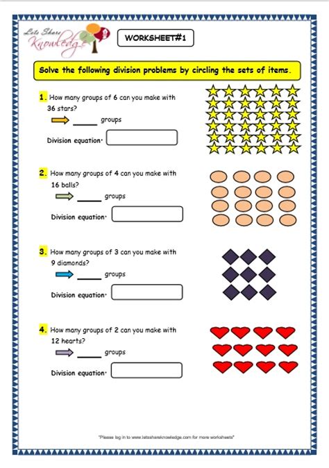 Division worksheets including division facts and long division with and without remainders. Grade 3 Maths Worksheets: Division (6.2 Division by ...