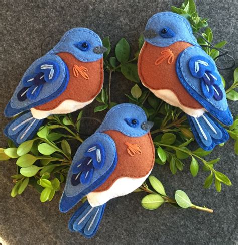 Little Eastern Bluebird Felt Bluebird Ornament Handmade Etsy
