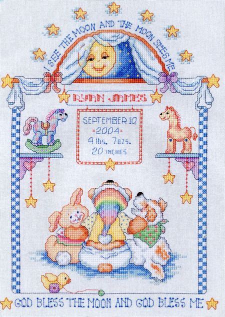 Links preceded by a plus sign (+) require free registration (to that particular site, not to cross stitch pattern central) before viewing. I See The Moon Birth Announcement - Cross Stitch Pattern ...