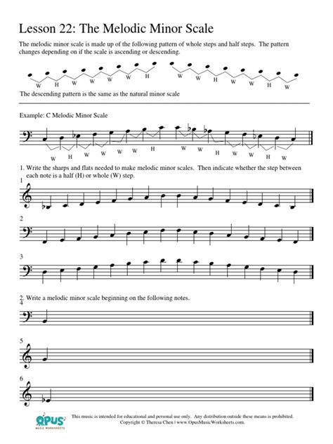 Our lessons are provided online for free. Music Theory Worksheet 22 Melodic Minor Scale