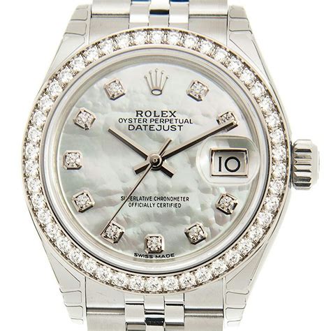 rolex lady datejust 279384rbr in stainless steel white gold chronext