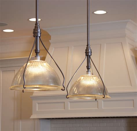 Featuring turnbury pendants by progress lighting, image courtesy of joyeux home decor. Vintage Holophane Pendants - Traditional - Kitchen Island ...