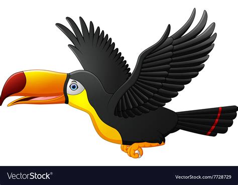 Cute Cartoon Toucan Bird Flying Royalty Free Vector Image