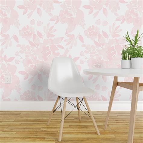 Peel And Stick Wallpaper 2ft Wide Peonies Blush Bloom Nursery Custom