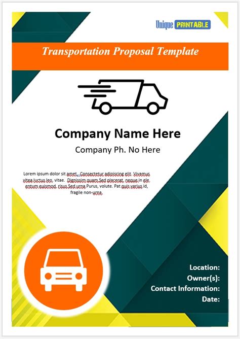 Transportation Proposal Template 04 Free Unique Printable Templates