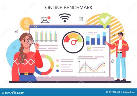 Business Benchmarking Concept Benchmark Measure Pictograms Of Men And