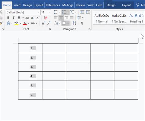 Automatic Numbering In Word Table With Generating A Column And Row