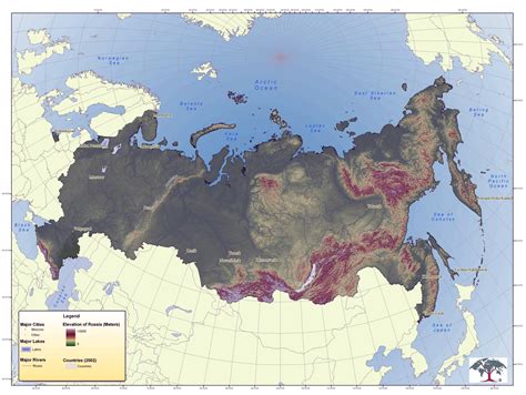 Geographical Map Of Russia Topography And Physical Features Of Russia