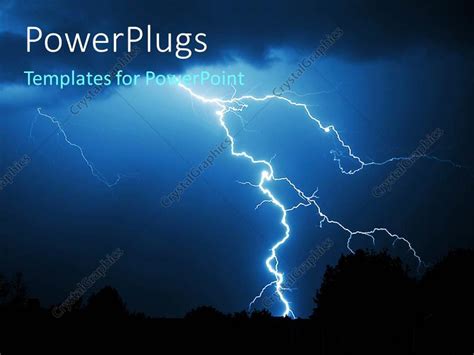 Powerpoint Template Powerful Lightning Strike In The Darkness During