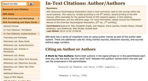 Owl Purdue Apa In Text Citation Sample Outline Owlenglish