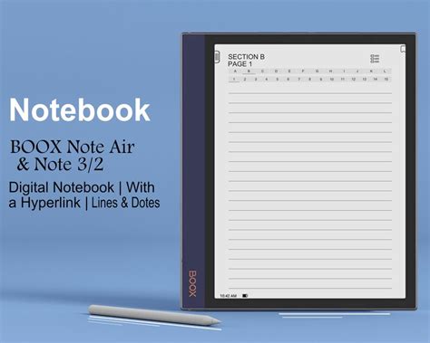 Boox Note Air Templates Digital Notebook Hyperlinked Pdf Etsy France