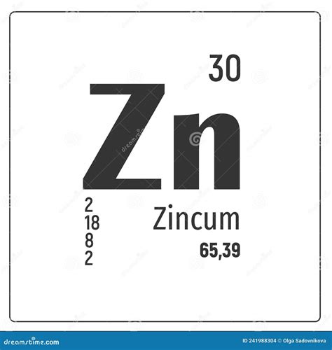 Chemical Element Zinc Stock Vector Illustration Of Number 241988304