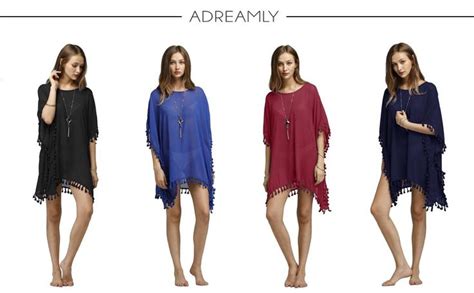 Adreamly Women S Chiffon Tassel Kaftan Swimsuit Beach Cover Up Cover