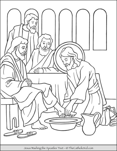 Jesus Washing The Apostles Feet Coloring Page In