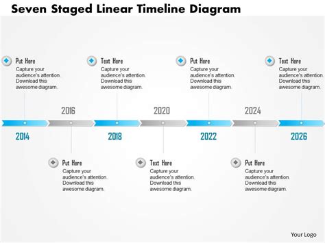 0115 Seven Staged Linear Timeline Diagram Powerpoint Template