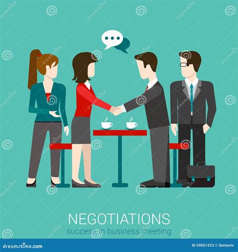 Flat Vector Negotiation Handshake Success In Business Meeting Stock