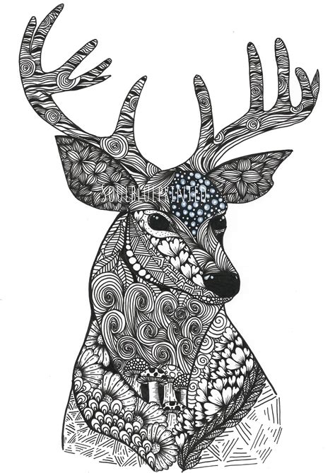 Zentangle Stag Art Original Deer Woodland Nature Wall Art Etsy