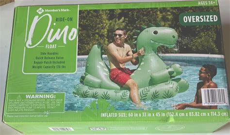 Members Mark Inflatable Dinosaur Ride On Swimming Pool Float Oversized