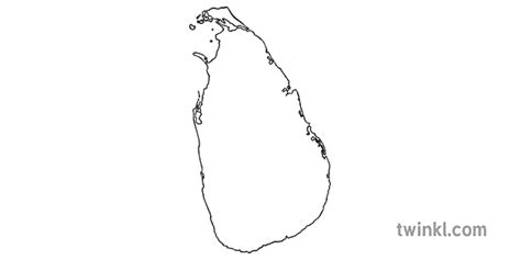 Map Outline Of Sri Lanka Country Shape Flag Inent Ks1 Black And White Rgb