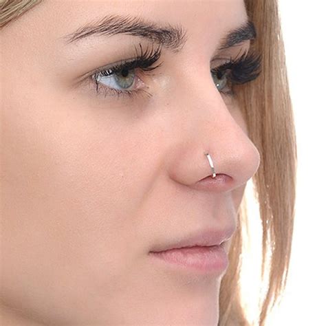 square silver nose ring hoop 24g nose hoop tragus ring etsy