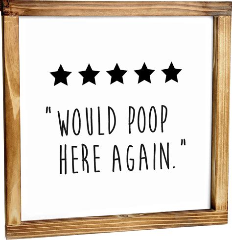 Buy Five Stars Would Poop Here Again Bathroom Sign 12x12 Inch
