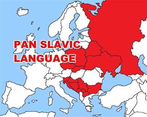 A Map With The Words Pan Slavic Language In Red And White On It