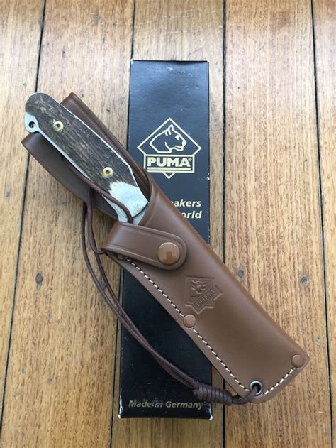 Puma Knife Puma Skinner Ii Laser Cut With Stag Handle And Leather Sheath