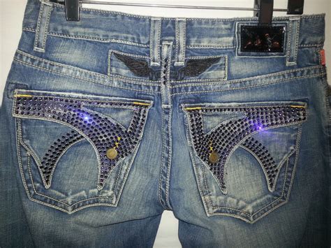 Mens Robins Jean Pre Owned Rhinestone Studded Designer Robins Jeans