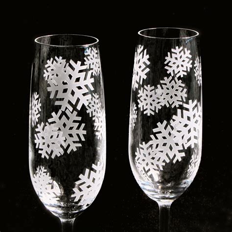 Snowflake Champagne Flutes Winter Wonderland Wedding