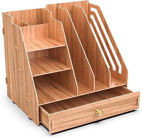 Booxihome Office Wooden Stationery Desk Tidy Storage Organiser Holder