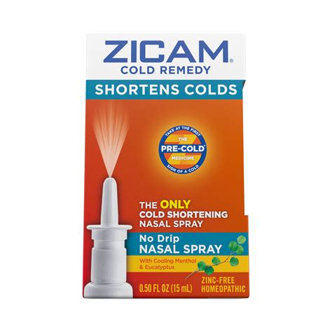 Zicam Cold Remedy No Drip Nasal Spray With Cooling Menthol And Eucalyptus Homeopathic Zinc Free