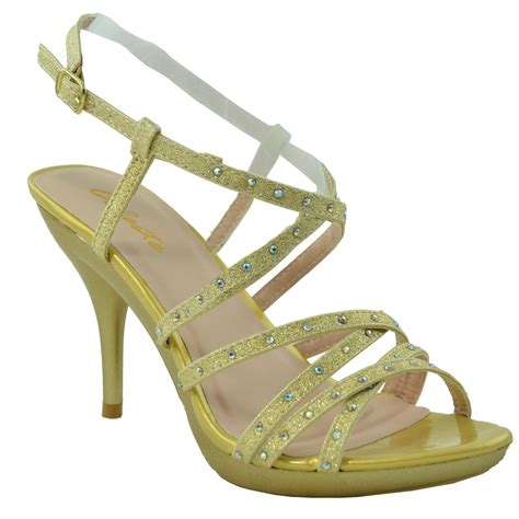 Womens Dress Shoes Strappy Front With Rhinestones Slingback Buckle Open