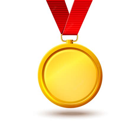 Premium Vector Blank Gold Medal On A Red Ribbon Template For About