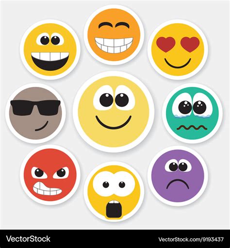Cartoon Faces With Emotions Emoticon Emoji Icons Vector Image The